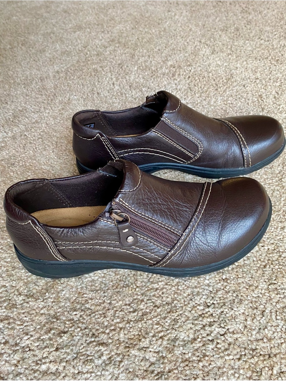 Clarks Carleigh Ray Leather Side Zip Loafers